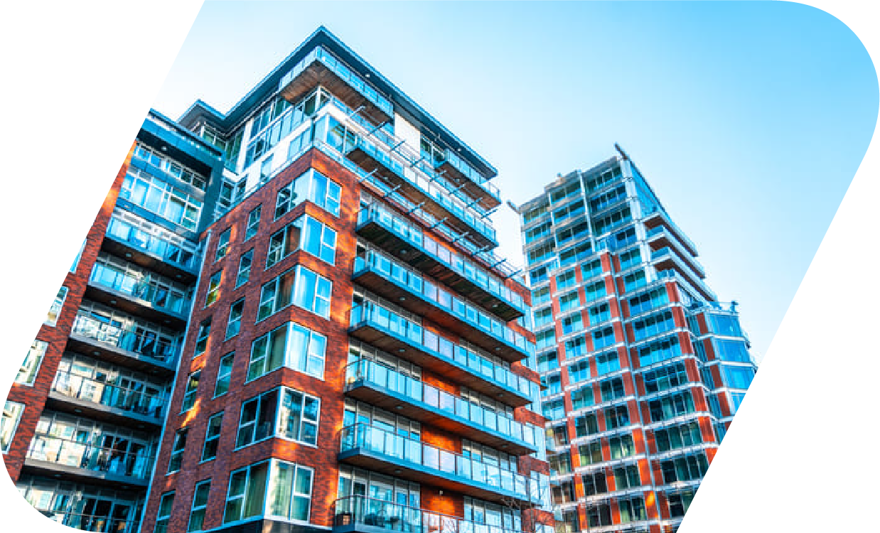 Multi-level social housing flats During a sunny day.