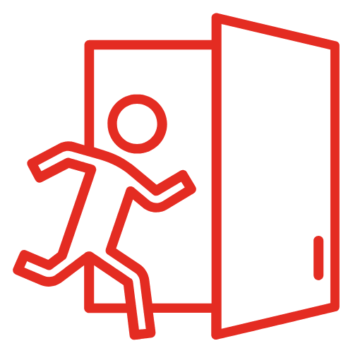Evacuation, red colour ladder.