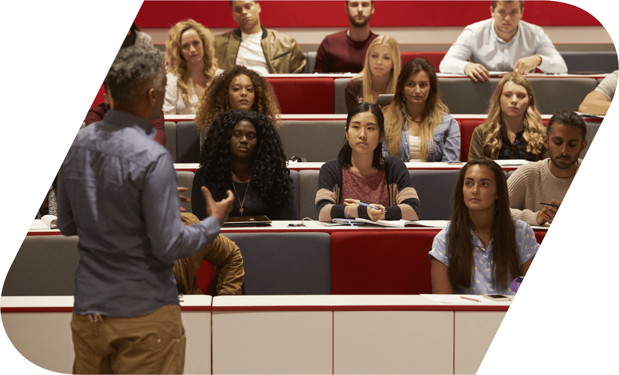 University Students listening carefully to a Lecturer